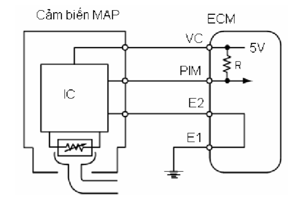 Sơ đồ mạch điện của cảm biến MAP loại áp điện kế
