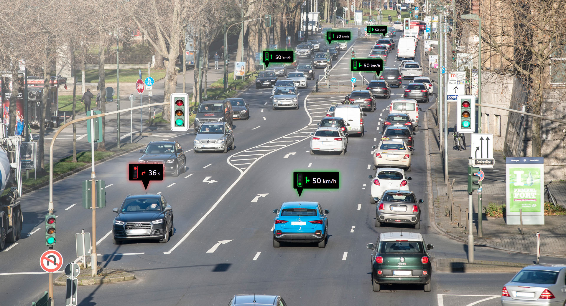 Hệ thống thông tin đèn giao thông của Audi - The Audi Traffic Light Information system.