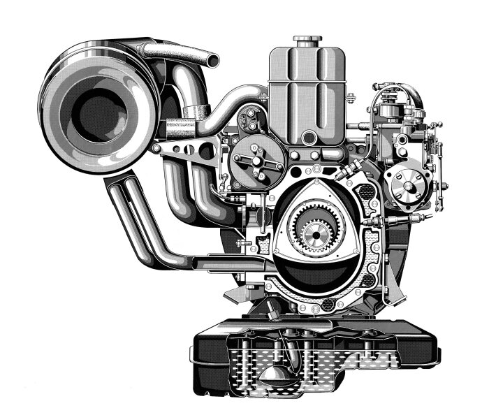 Bản vẽ thiết kế động cơ xoay của Mercedes-Benz C111