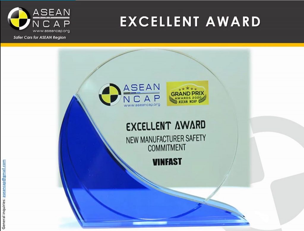 VinFast được trao giải thưởng “Hãng xe mới có cam kết cao về an toàn”, khẳng định chất lượng, độ an toàn của các dòng sản phẩm thương hiệu Việt.