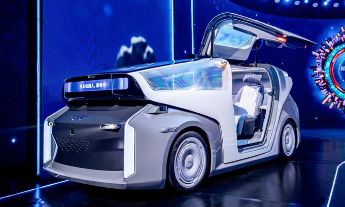 Mẫu concept xe điện Baidu, tự lái với công nghệ AI ra mắt tại sự kiện Baidu World hôm 18/8 ở Bắc Kinh. Ảnh: Baidu
