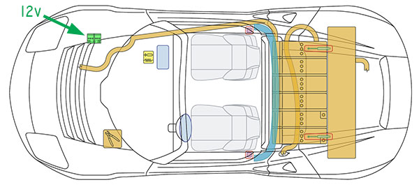 Vị trí của Acquy 12V ở xe Tesla Roadster. Ảnh: Quora.