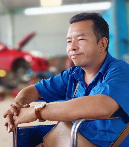 Anh Đặng Quốc Tài, chủ Gara ôtô Miền Đông (Nguyễn Chí Thanh, phường Tân Phú, thành phố Đồng Xoài).