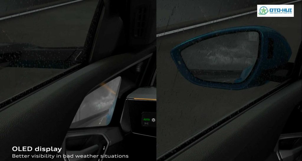 Gương chiếu hậu ảo Virtual Exterior Mirrors không bị bám hơi nước khi đi dưới trời mưa lớn.