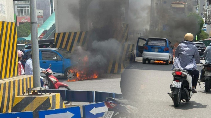 Hà Nội: Thợ sửa xe kích điện ắc quy thì ô tô bất ngờ bốc cháy